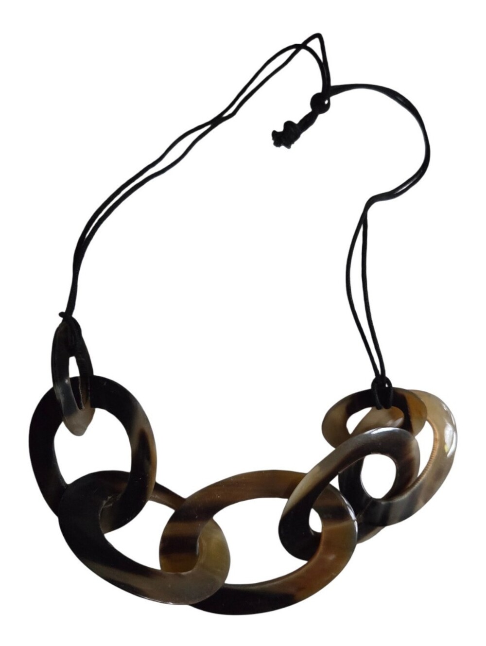 Faux Tortoiseshell-Link Pendant Necklace - Black & Brown